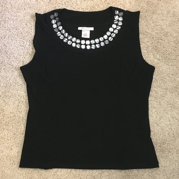 JM Collection Decorative Collar Black Tank Top - Picture 9 of 13